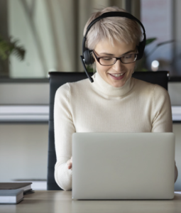 woman working on a laptop